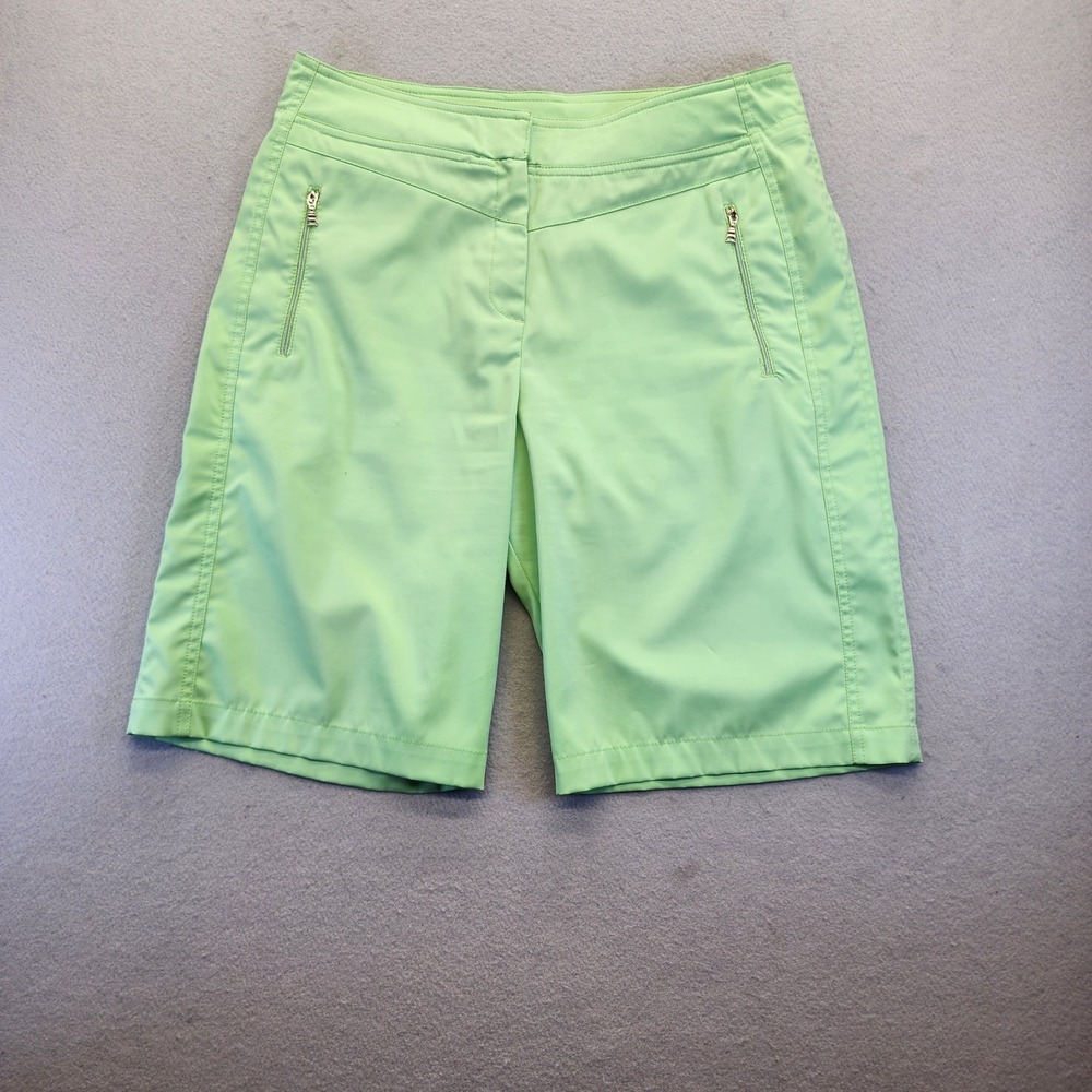 Tail Tech Performance Golf Shorts Womens 8‎ Lime Green Bermuda Athletic Pockets